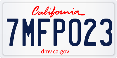 CA license plate 7MFP023