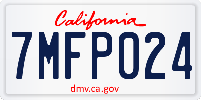 CA license plate 7MFP024