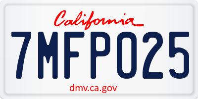 CA license plate 7MFP025