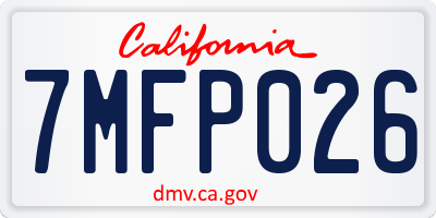 CA license plate 7MFP026