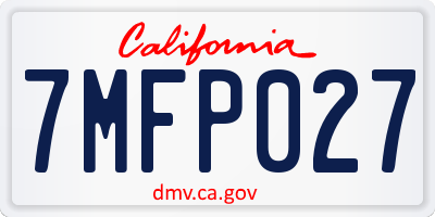 CA license plate 7MFP027