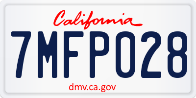 CA license plate 7MFP028
