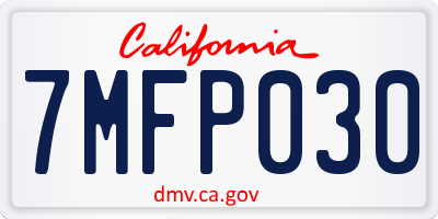CA license plate 7MFP030