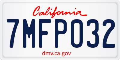 CA license plate 7MFP032