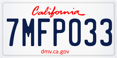 CA license plate 7MFP033