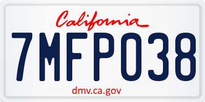 CA license plate 7MFP038