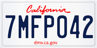 CA license plate 7MFP042