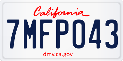 CA license plate 7MFP043