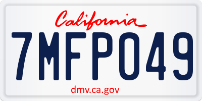 CA license plate 7MFP049