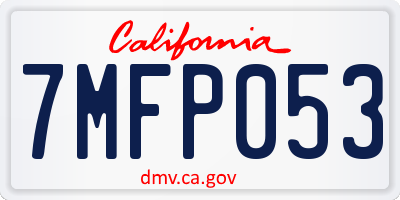 CA license plate 7MFP053