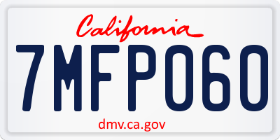 CA license plate 7MFP060