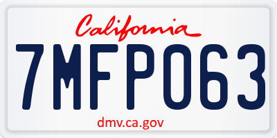 CA license plate 7MFP063