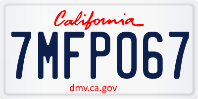 CA license plate 7MFP067