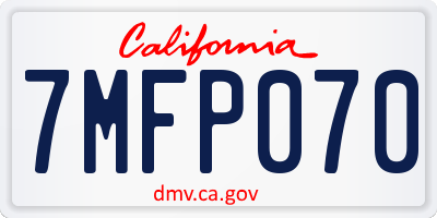 CA license plate 7MFP070