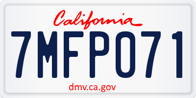CA license plate 7MFP071