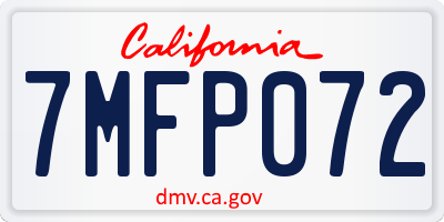 CA license plate 7MFP072