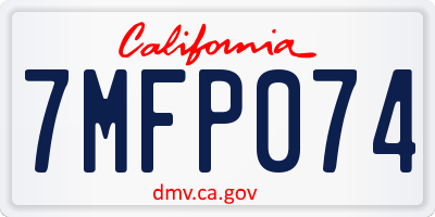 CA license plate 7MFP074