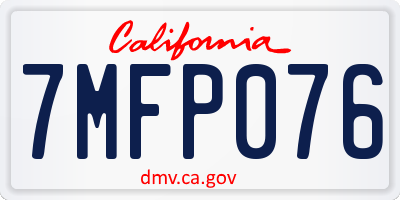 CA license plate 7MFP076