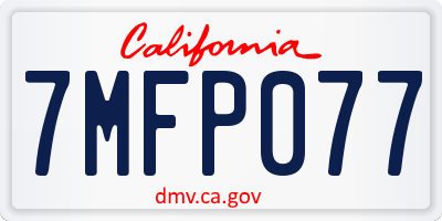 CA license plate 7MFP077