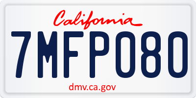 CA license plate 7MFP080