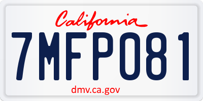 CA license plate 7MFP081
