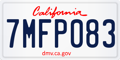 CA license plate 7MFP083