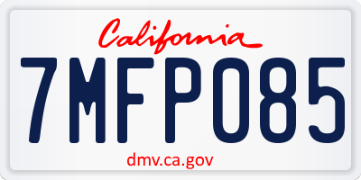 CA license plate 7MFP085