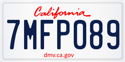CA license plate 7MFP089