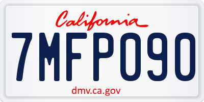 CA license plate 7MFP090
