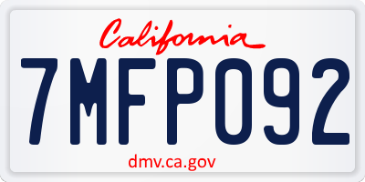 CA license plate 7MFP092