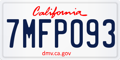 CA license plate 7MFP093
