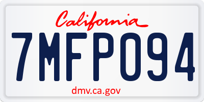 CA license plate 7MFP094