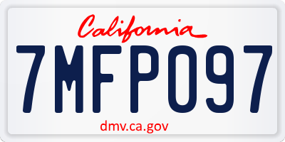 CA license plate 7MFP097