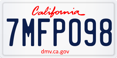 CA license plate 7MFP098