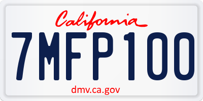 CA license plate 7MFP100