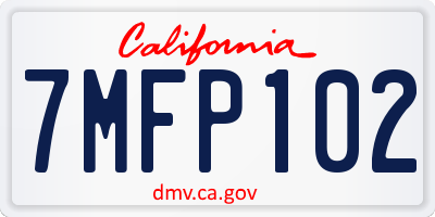 CA license plate 7MFP102