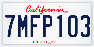 CA license plate 7MFP103