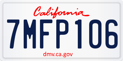 CA license plate 7MFP106