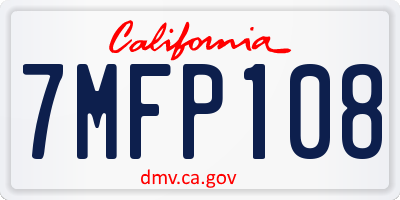 CA license plate 7MFP108