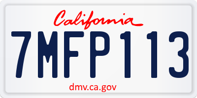 CA license plate 7MFP113