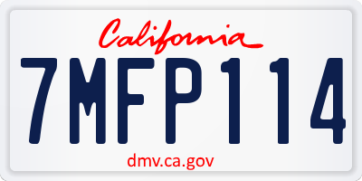 CA license plate 7MFP114