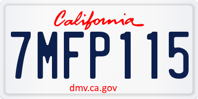 CA license plate 7MFP115
