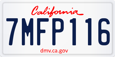 CA license plate 7MFP116