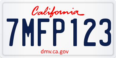 CA license plate 7MFP123