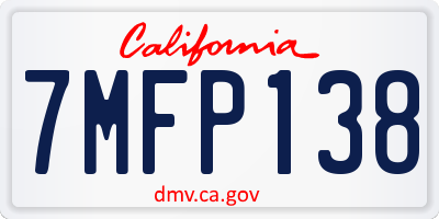 CA license plate 7MFP138