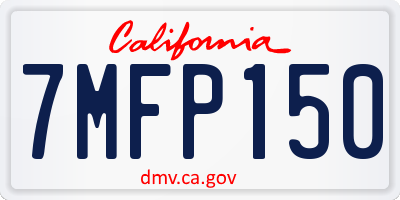 CA license plate 7MFP150