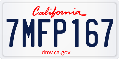 CA license plate 7MFP167