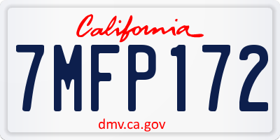 CA license plate 7MFP172