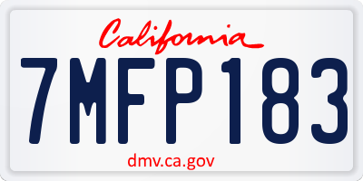CA license plate 7MFP183