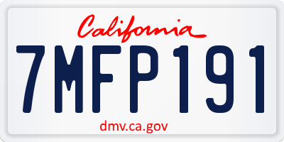 CA license plate 7MFP191